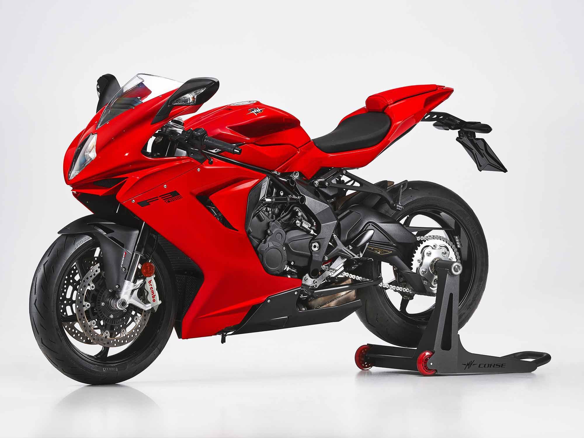 The F3 Rosso’s single-sided swingarm is another feature that makes this bike stand out.