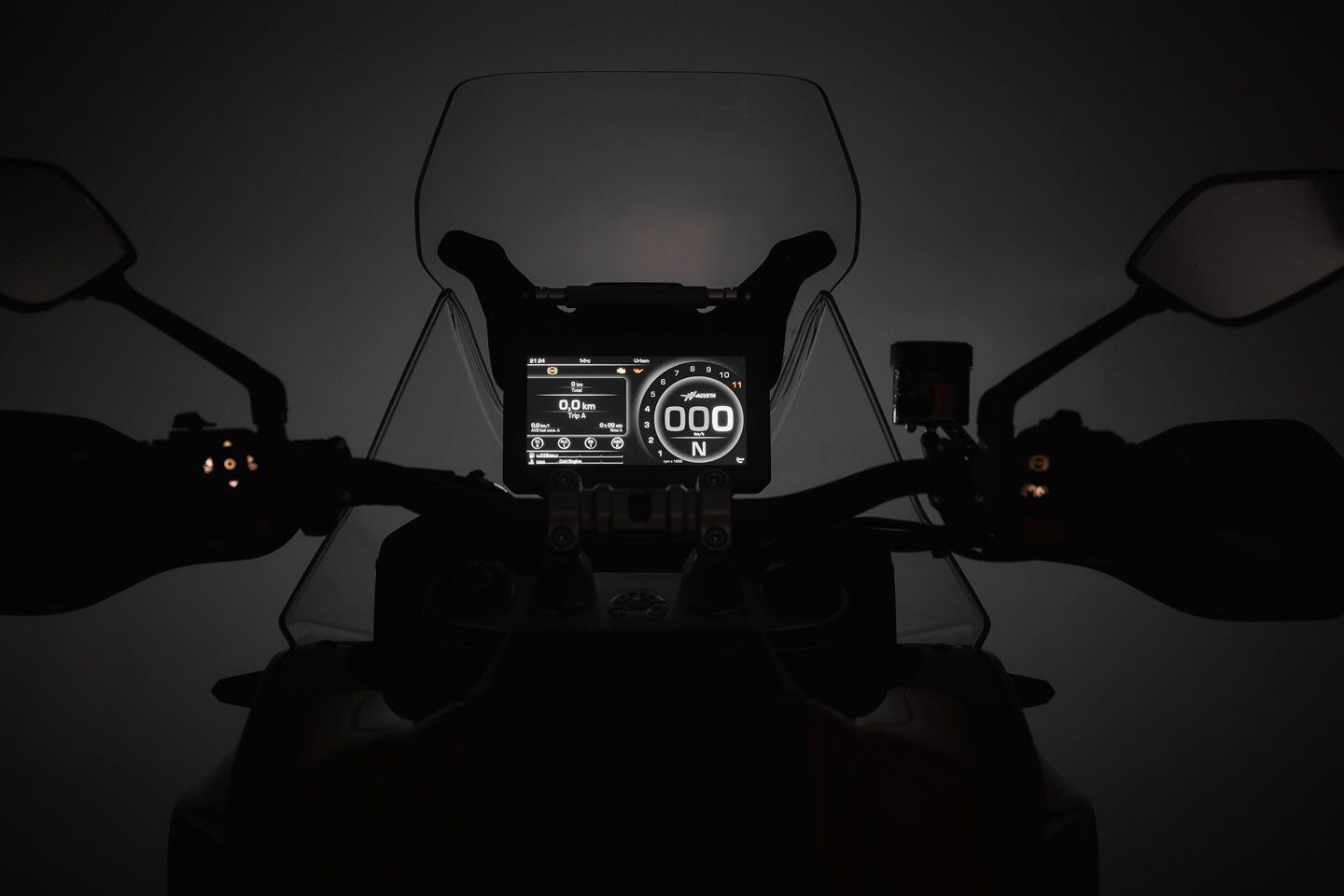 The 7-inch TFT display can be linked to your smartphone and can utilize additional functionality from the MV Ride app like turn-by-turn navigation.