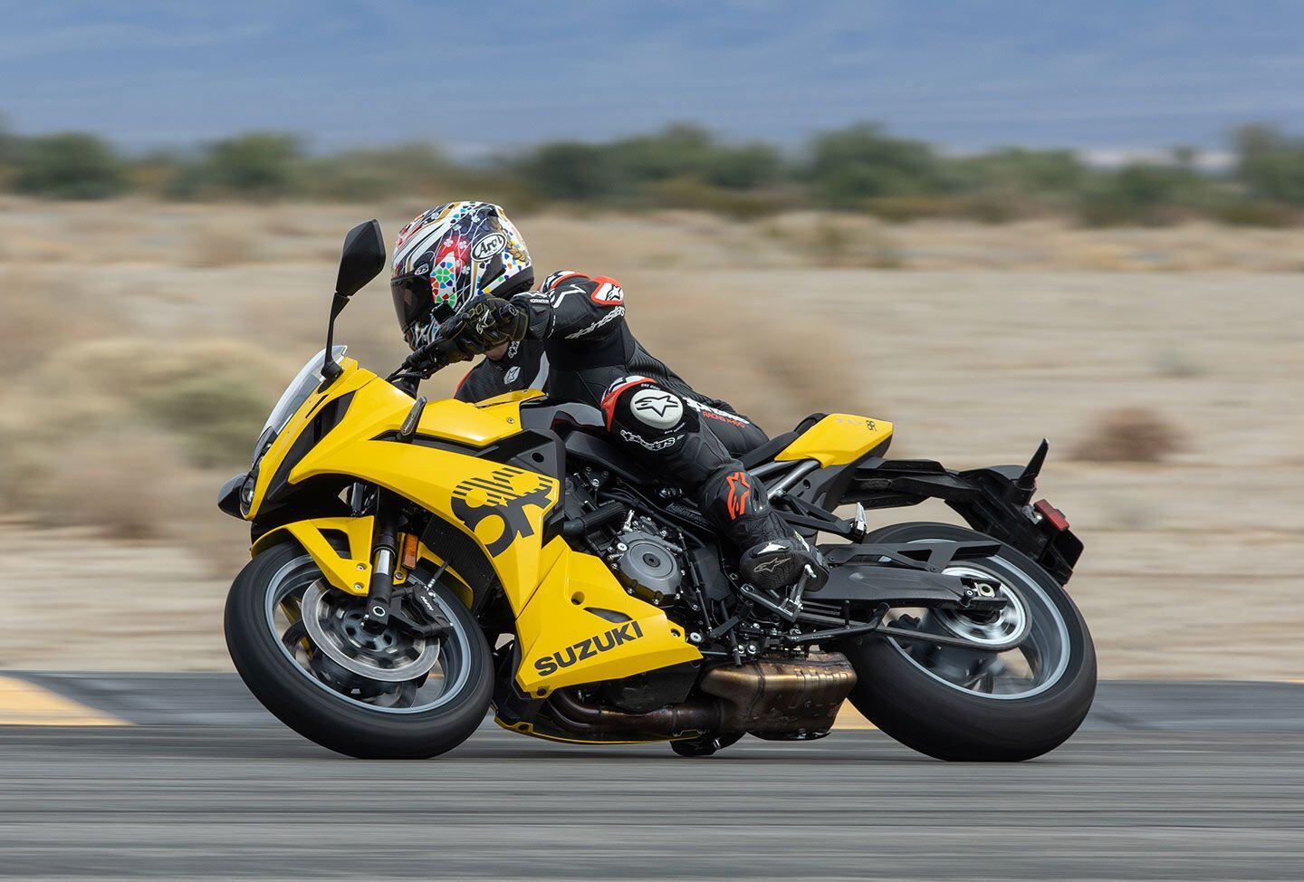Suzuki’s brand-new GSX-8R is a trackworthy parallel-twin-powered middleweight sportbike.