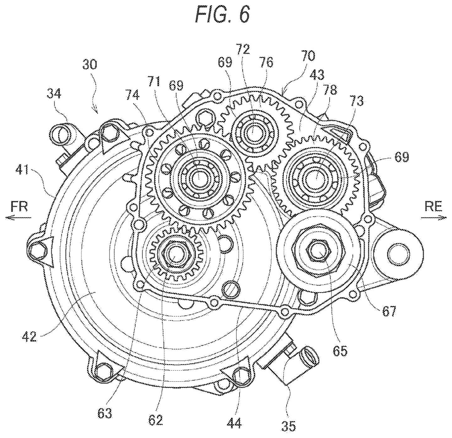 Patent illustrations show how Suzuki plans to package the transmission that will gear down the input from the motor to the countershaft sprocket.