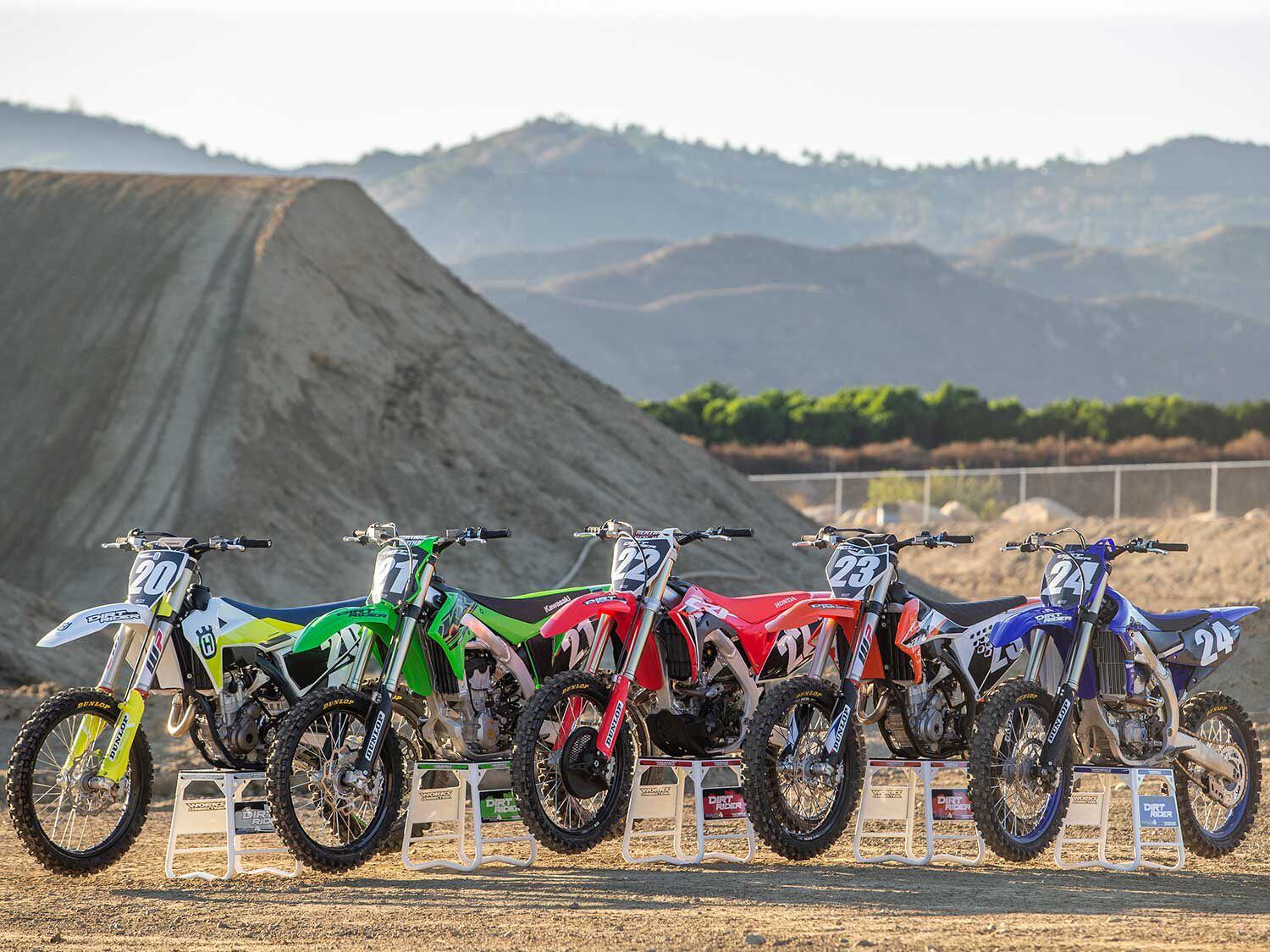 Husqvarna FC 250 vs. Kawasaki KX250 vs. Honda CRF250R vs. KTM 250 SX-F vs. Yamaha YZ250F