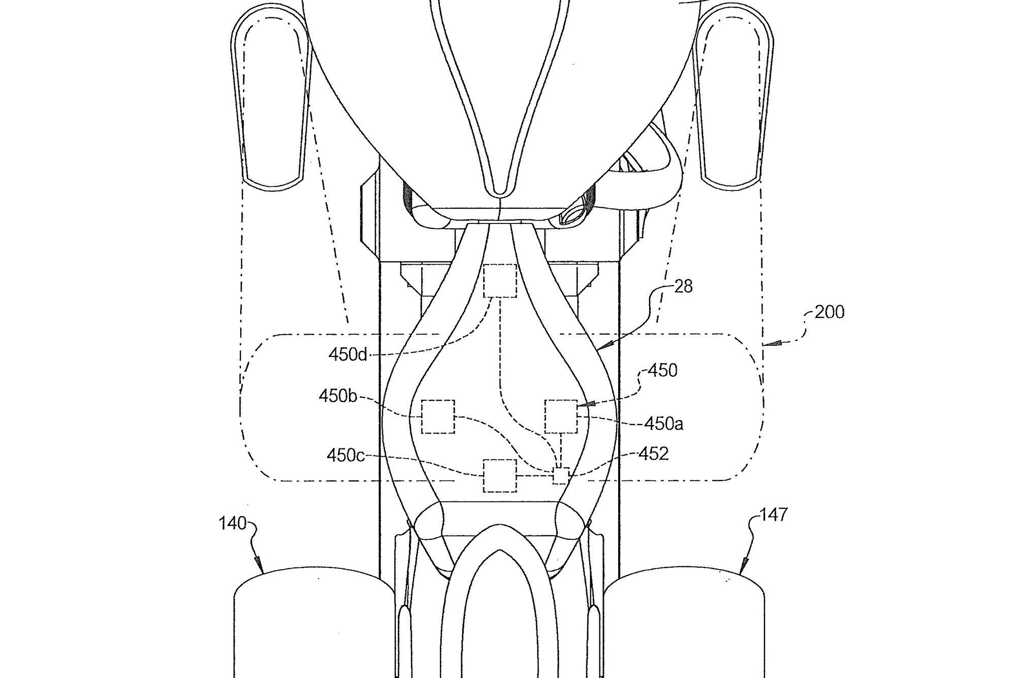 A haptic seat also sends out buzzes to warn the rider of approaching threats.
