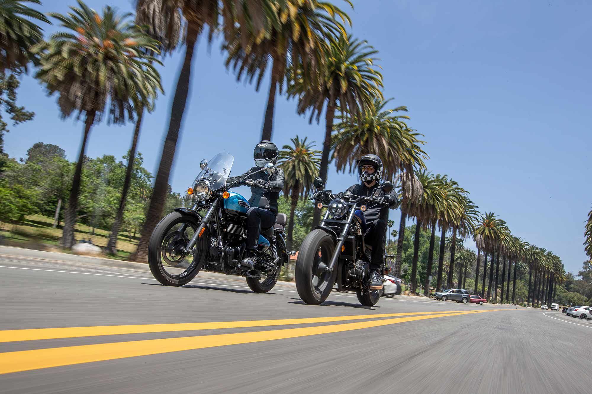 The Rebel and Meteor are two cruisers anyone can ride and enjoy.