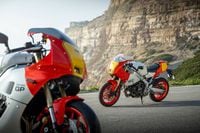 2024 Yamaha XSR900 GP parked on highway turnout