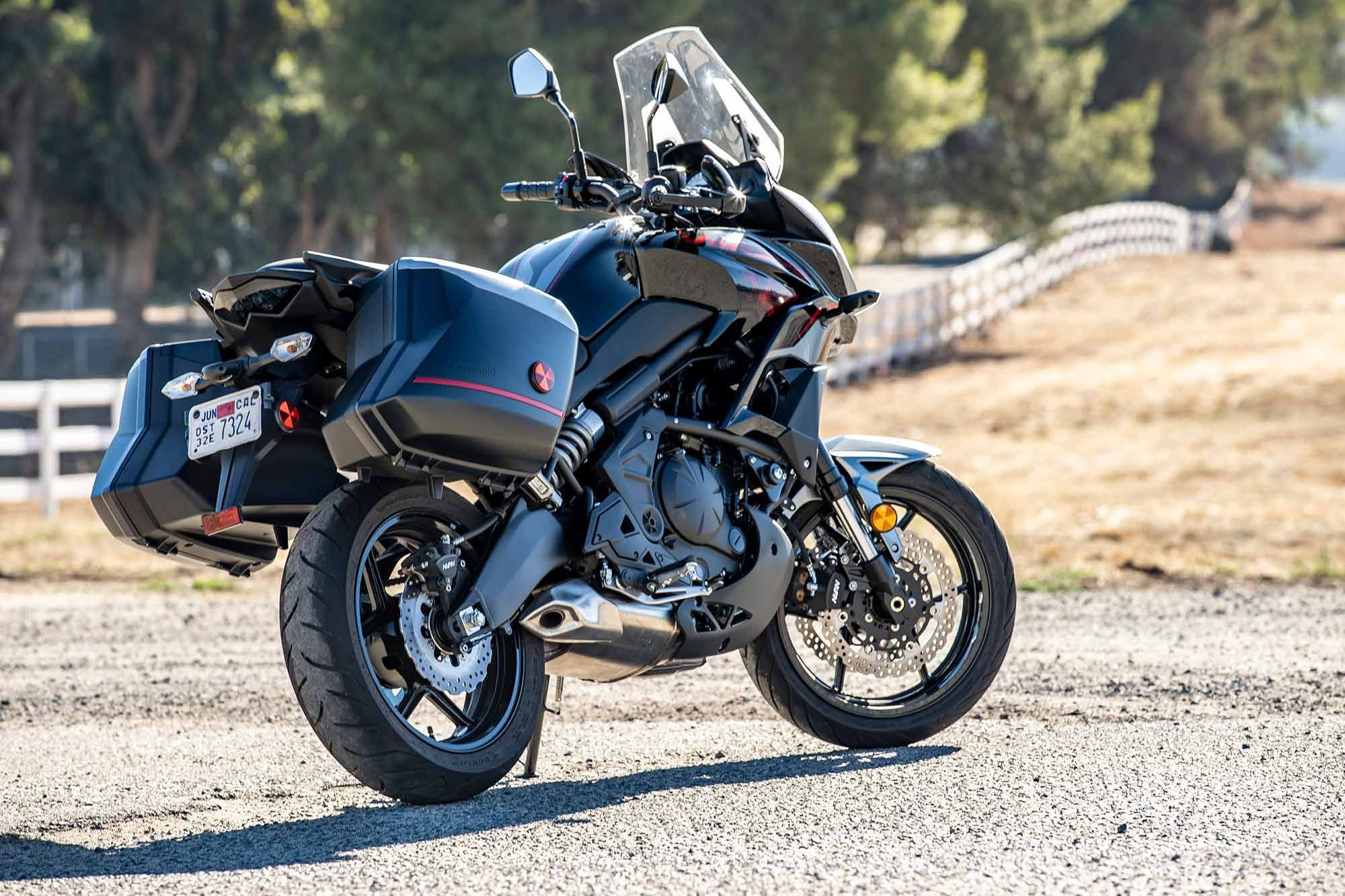 The road-focused Dunlops, cast wheels, and non-switchable ABS hint to more street-oriented riding.