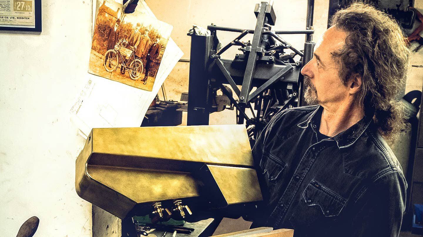 Fabricator Ian Bain built the Project Origin tank (with three compartments) out of a single piece of brass.