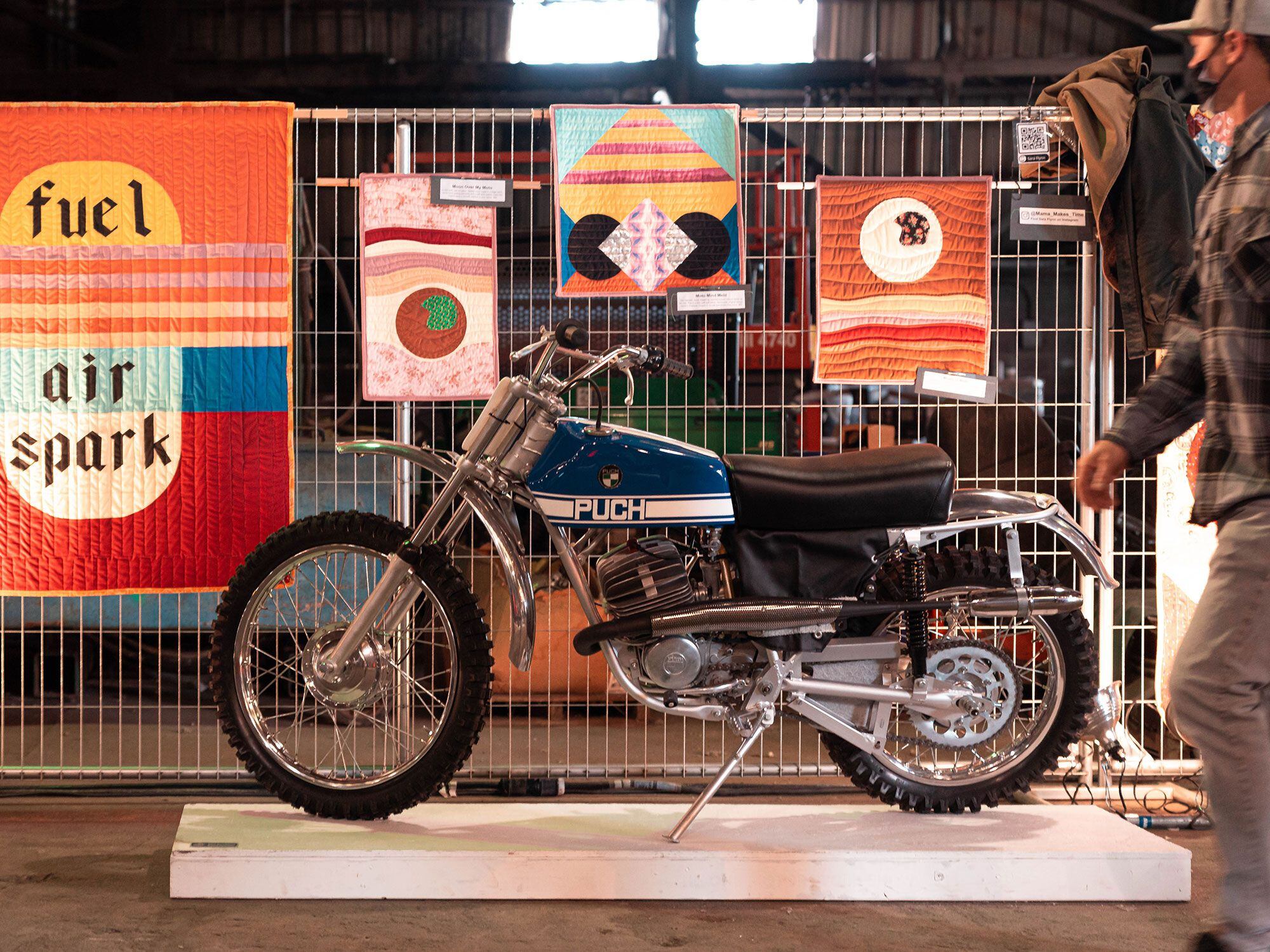 A 1973 Puch MX125 built by Debbie Brown.