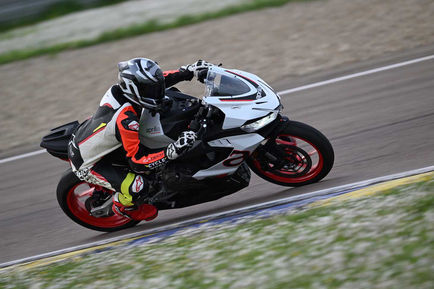 Seeking the apex on the Aprilia RS 457.