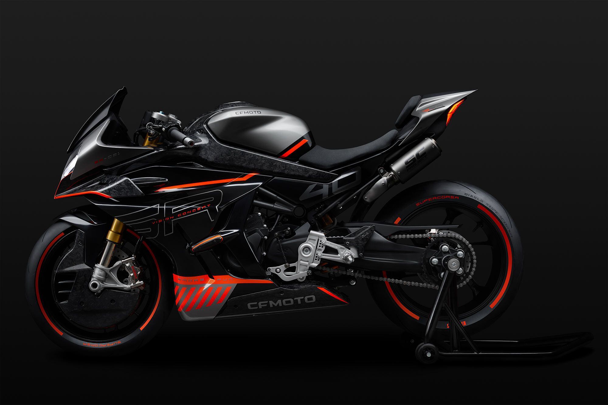 Although it’s hard to make out behind the carbon fiber bodywork, we do know the engine is a parallel-twin arrangement.