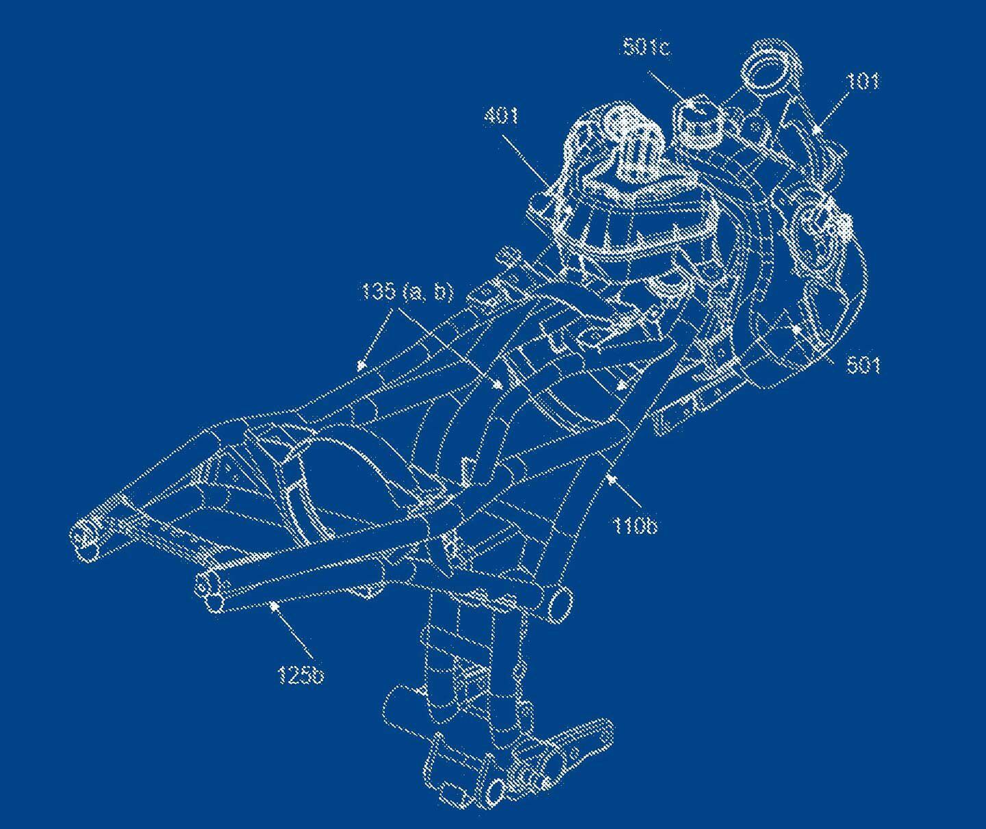 A view of the bike with the airbox and reserve fuel tank in place.