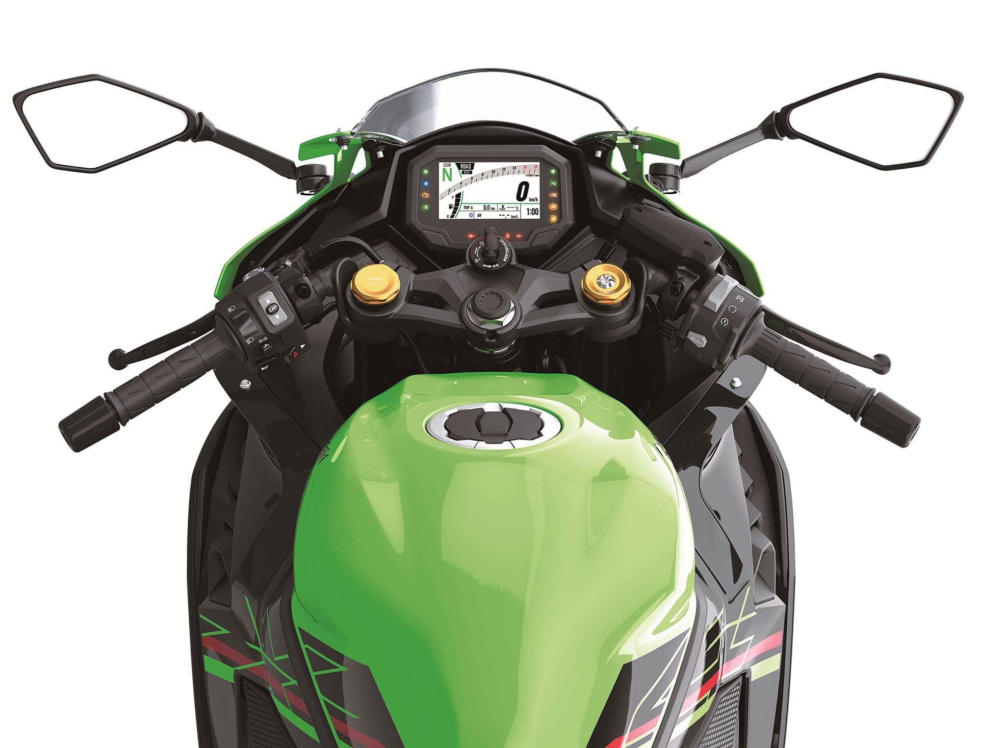 2023 Kawasaki ZX-4RR KRT Edition cockpit view.