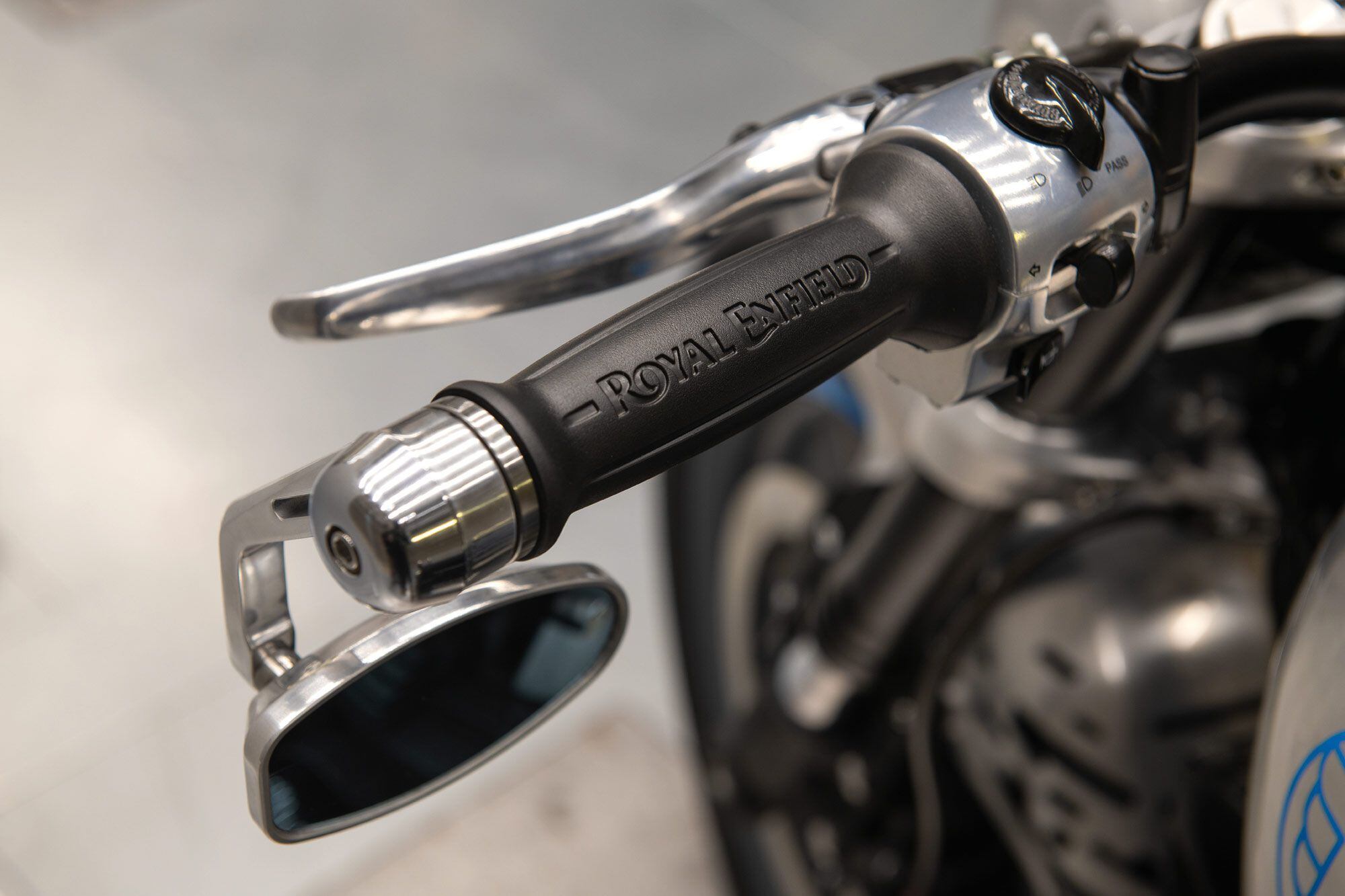 Dropped mirrors add a little cafe racer flair to the SG650’s cruiser vibe.