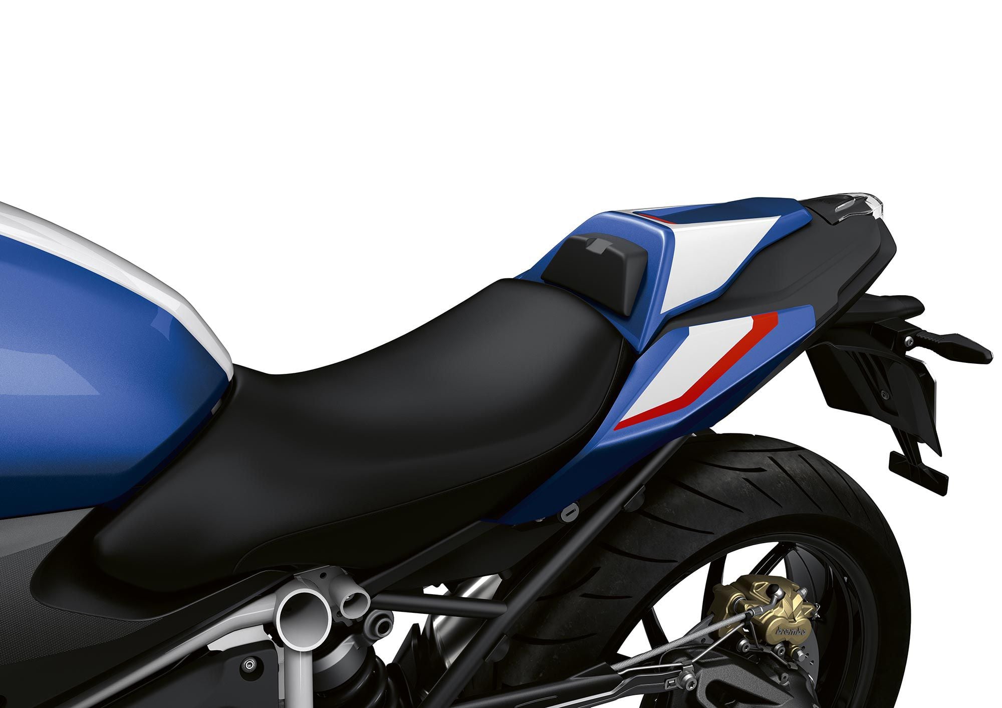 Close-up on the R 1250 R’s new optional solo seat kit.