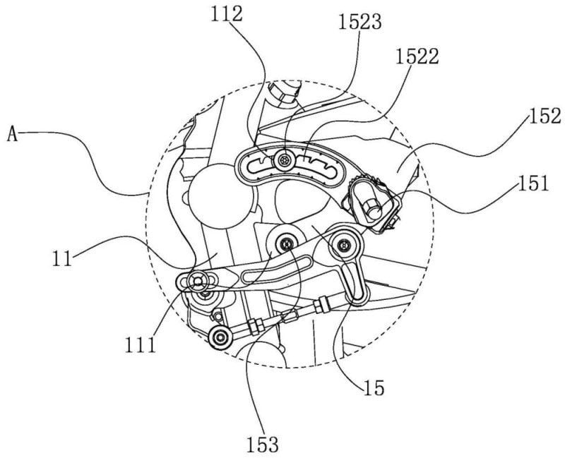 CFMoto a déposé plusieurs idées de brevet pour ses repose-pieds réglables.  Les conceptions permettent aux repose-pieds et aux pédales de changement de vitesse et de frein de se déplacer avec l'ensemble.
