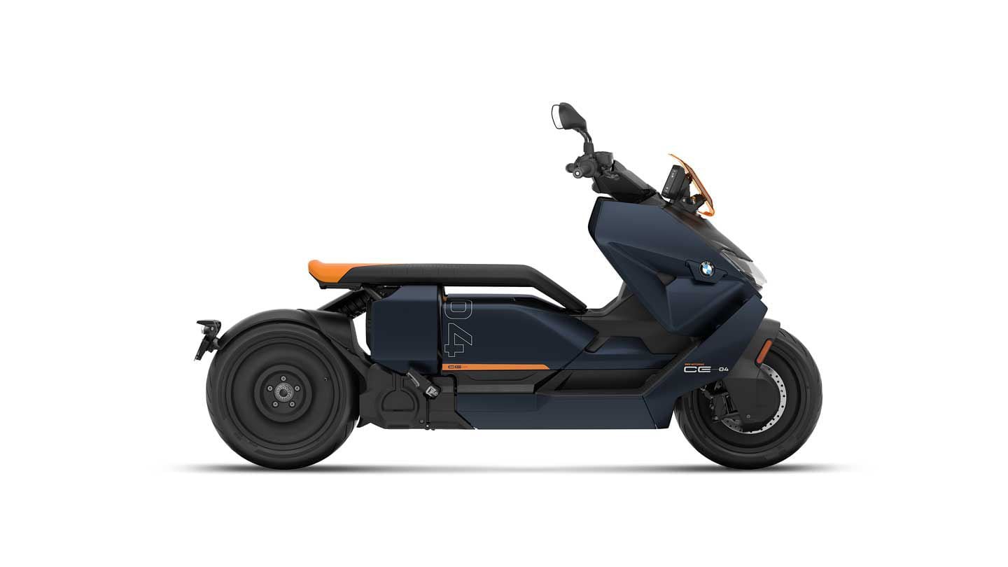 2024 BMW CE 04 electric scooter in Imperial Blue.