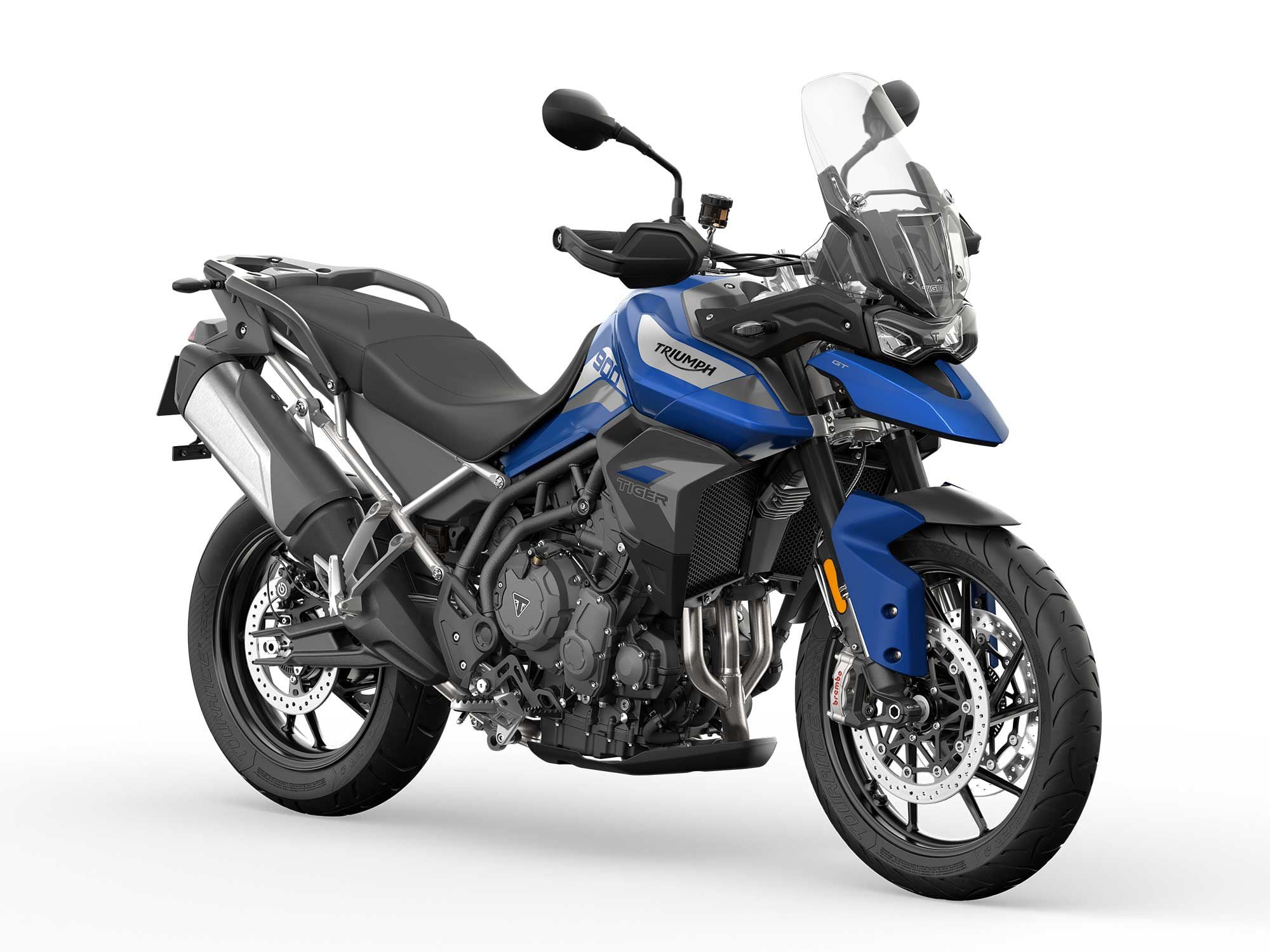 Triumph added a Caspian Blue/Matte Graphite color option to its popular 900 GT and GT Pro lineup of adventure bikes.