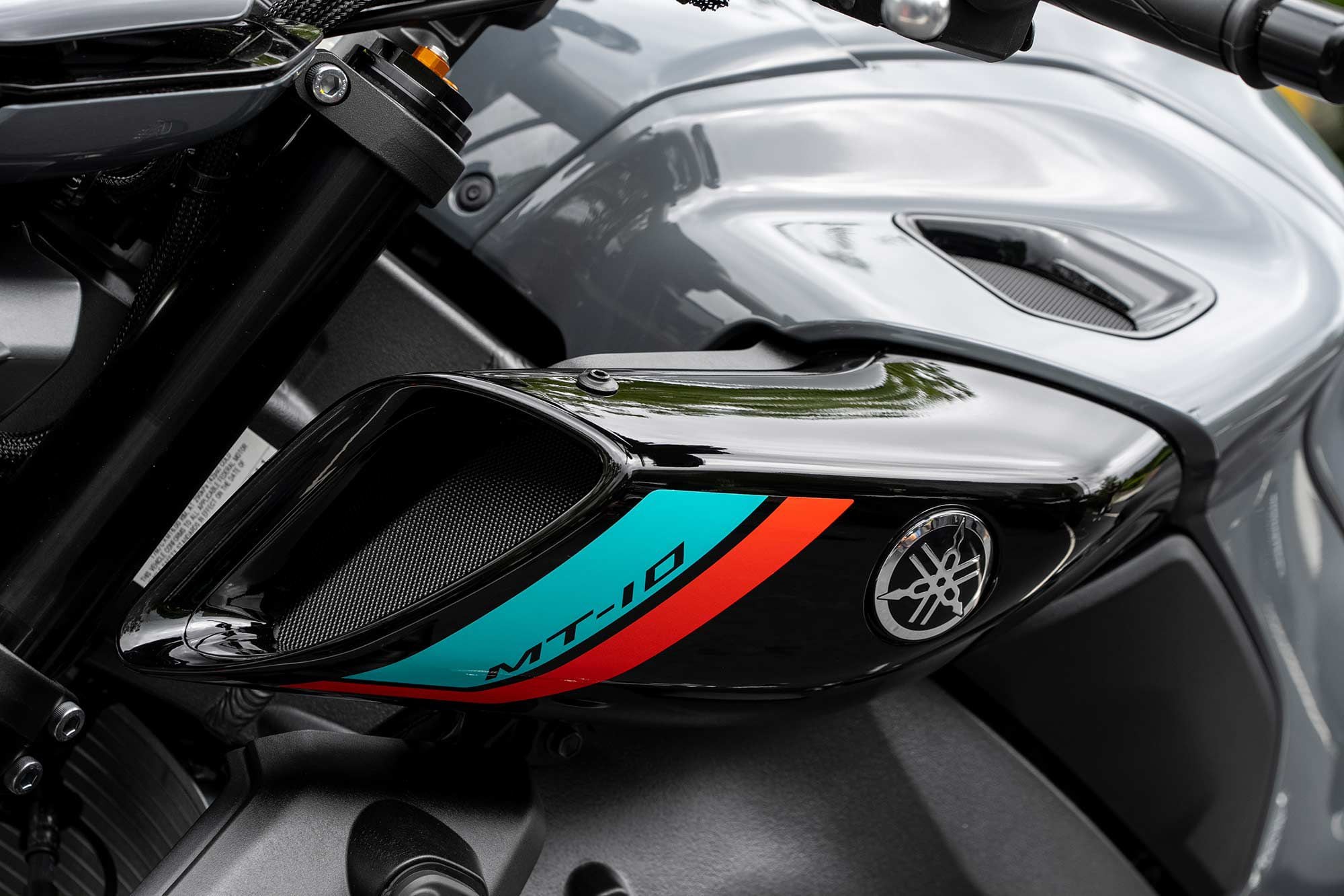 New intake ducts and the Acoustic Amplifier Grills can be seen on the top front of the airbox cover/tank.