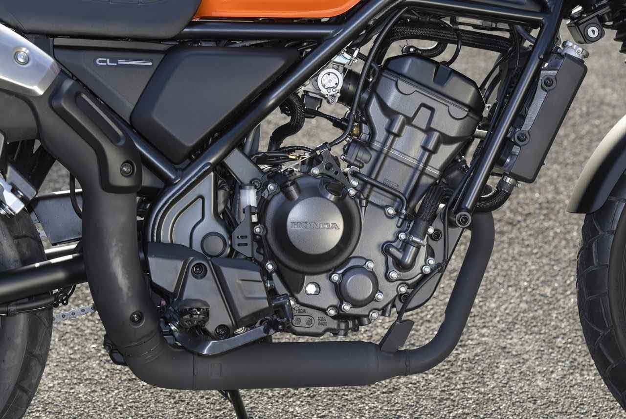 The Japanese-market Honda CL250 has less capacity to suit that market’s tiered licensing.