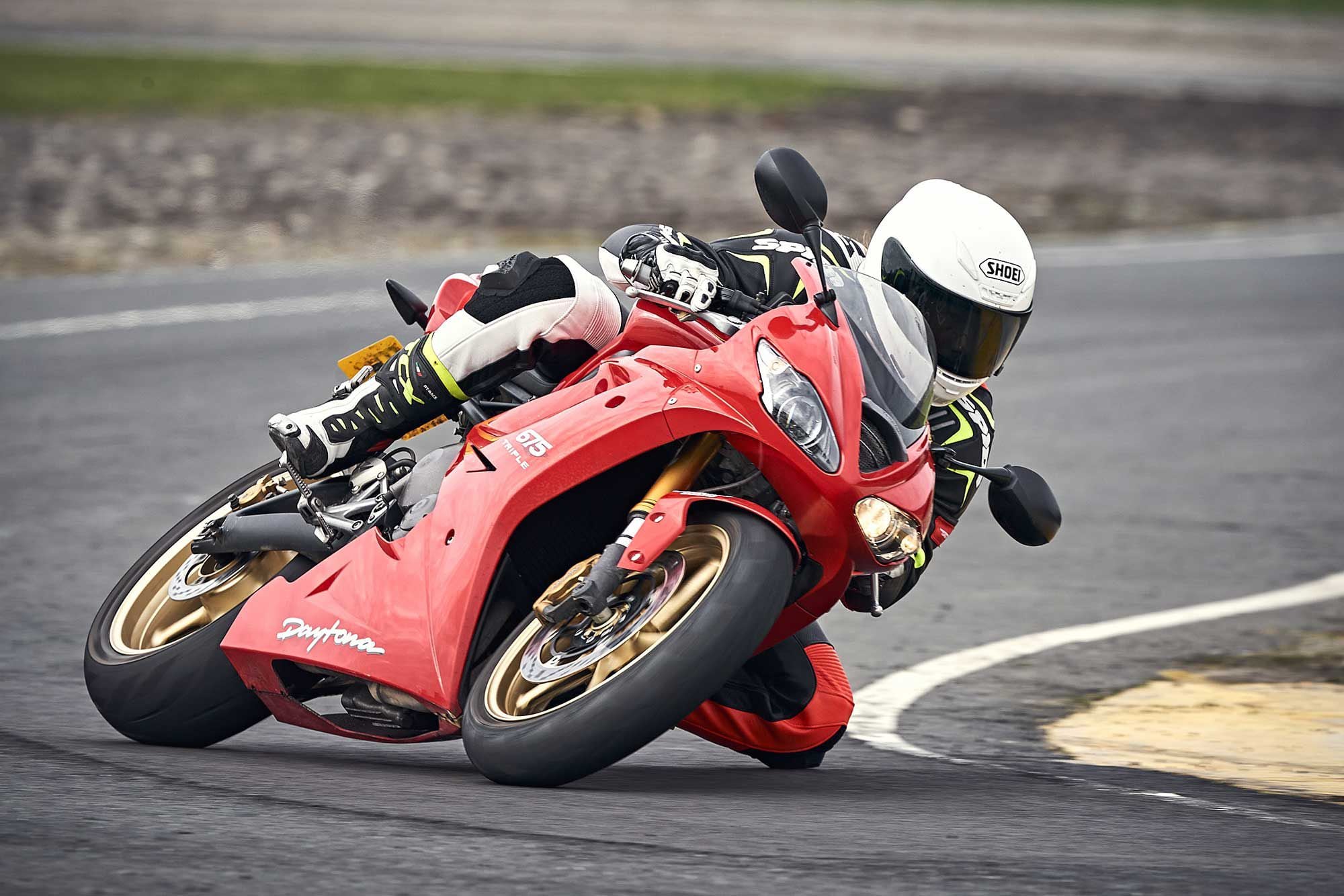 The only traction control system on the Daytona 675 is the rider’s right wrist.