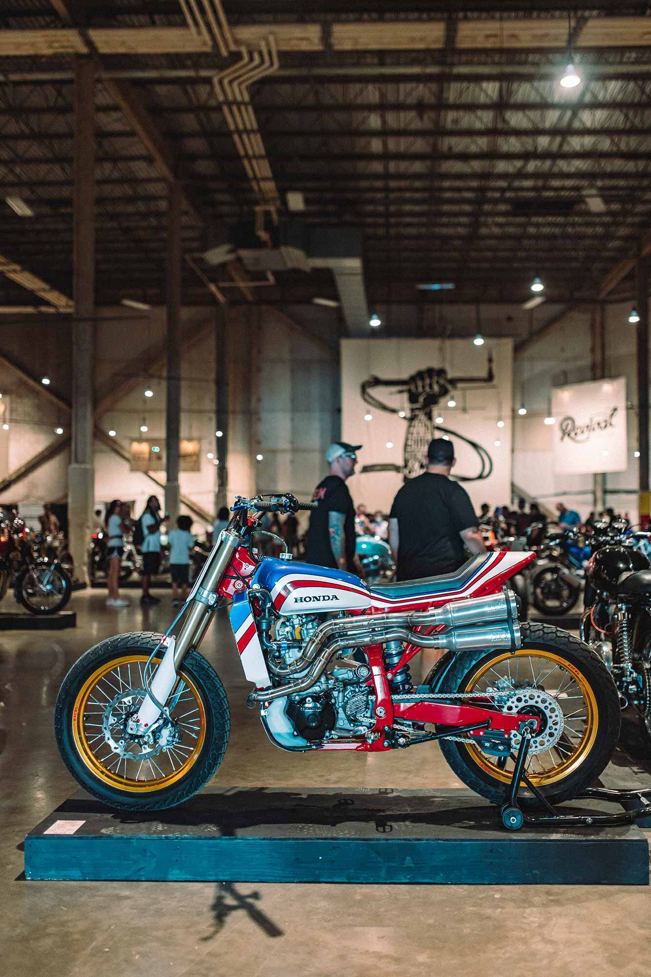 Spencer Parr’s custom XR650R at the 2022 Handbuilt custom motorcycle show in Austin, Texas.
