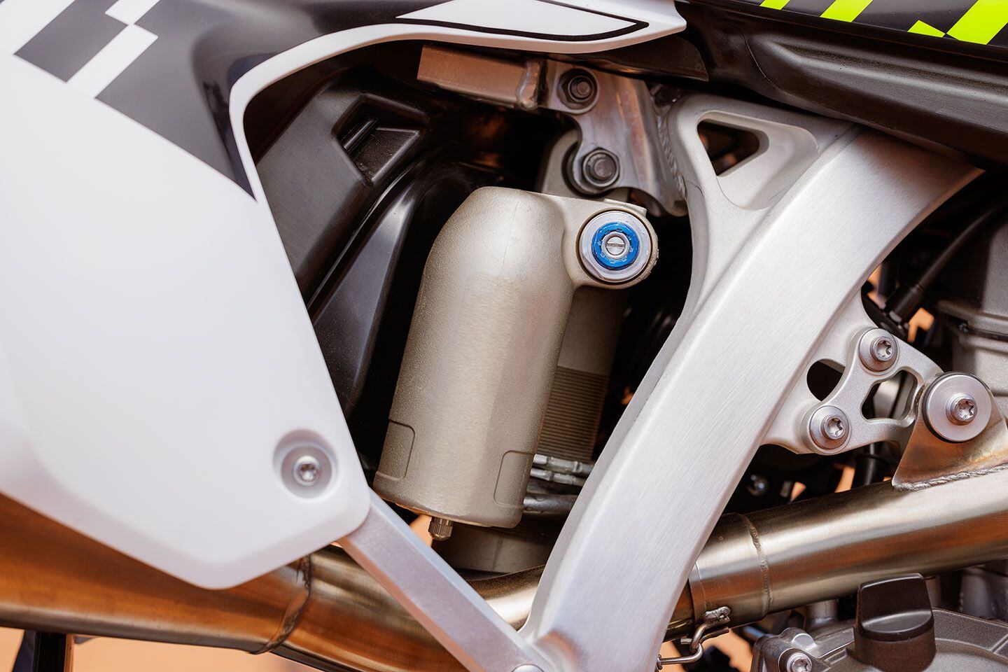 Suspension front and rear is by KYB on Triumph’s TF 250-X.
