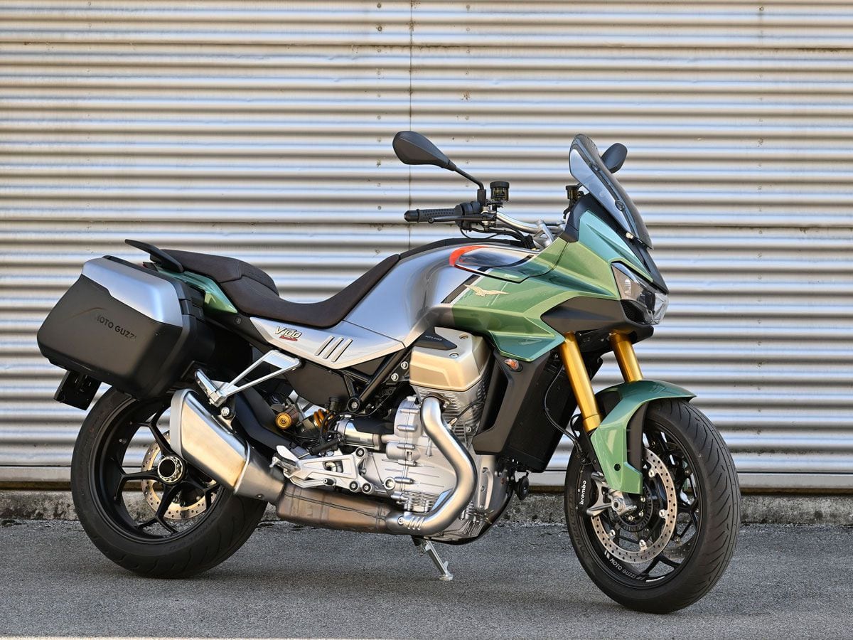 The saddlebags integrate well with the V100’s styling.