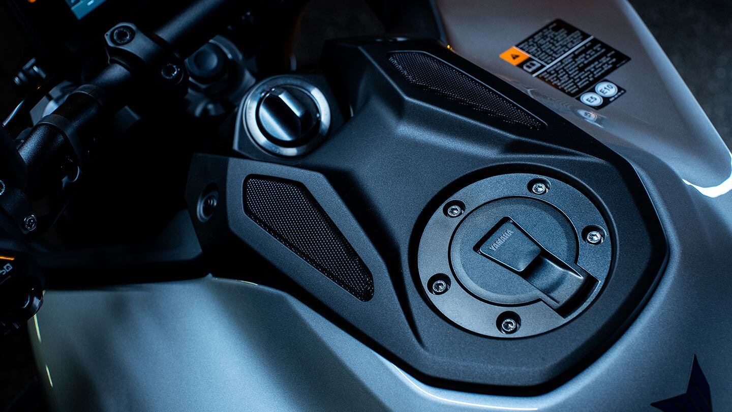 The new tank features Acoustic Amplifier Grilles to enhance sound to the rider in the cockpit.