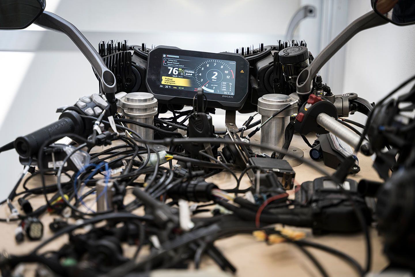Multistrada V4 electronics. One area of great effort has been in the development of connectivity solutions that are compatible with iOS and Android systems.