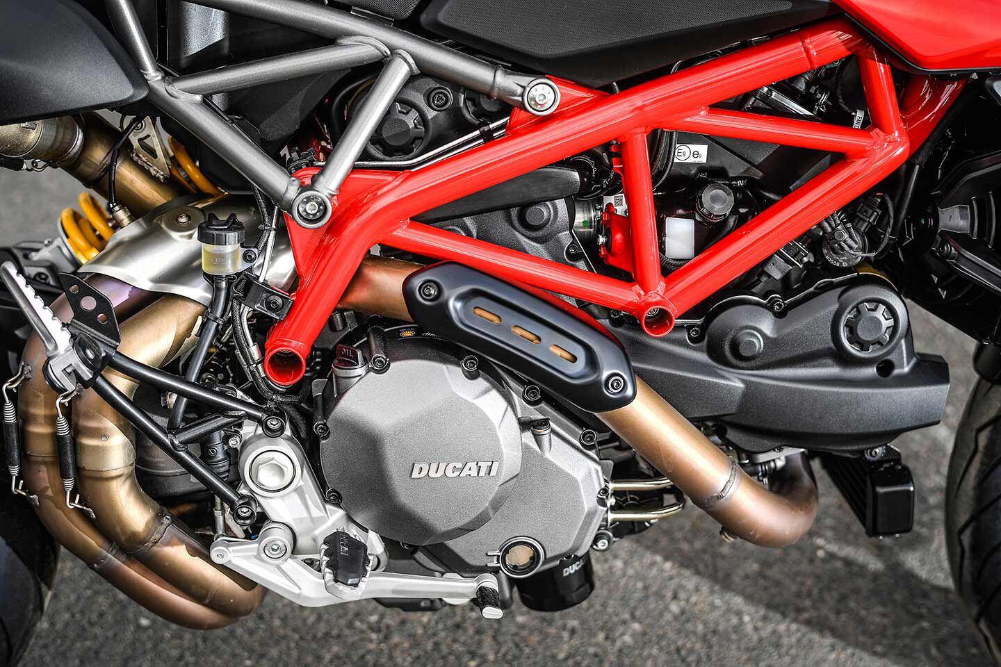 The Hypermotard uses Ducati’s 937cc Testastretta 11° engine.
