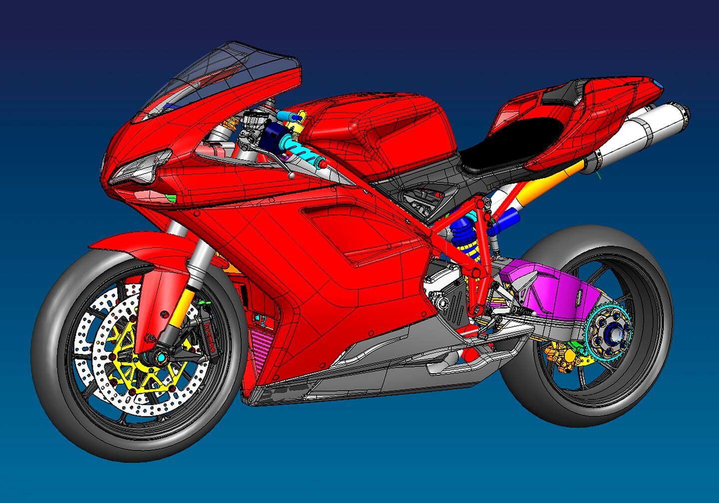 The 1098 was Ferraresi and Domenicali’s first of many projects together. Here a computer model shows a near-final version.