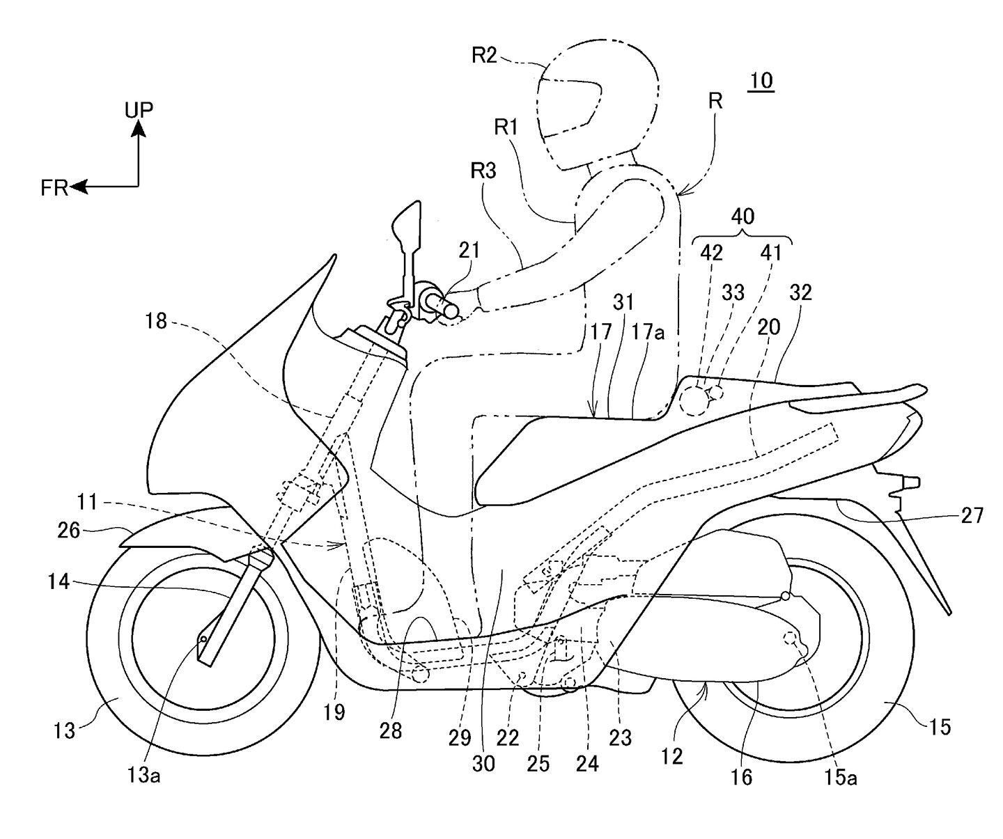 In this illustration, you can see where the airbag deploys from behind the rider.