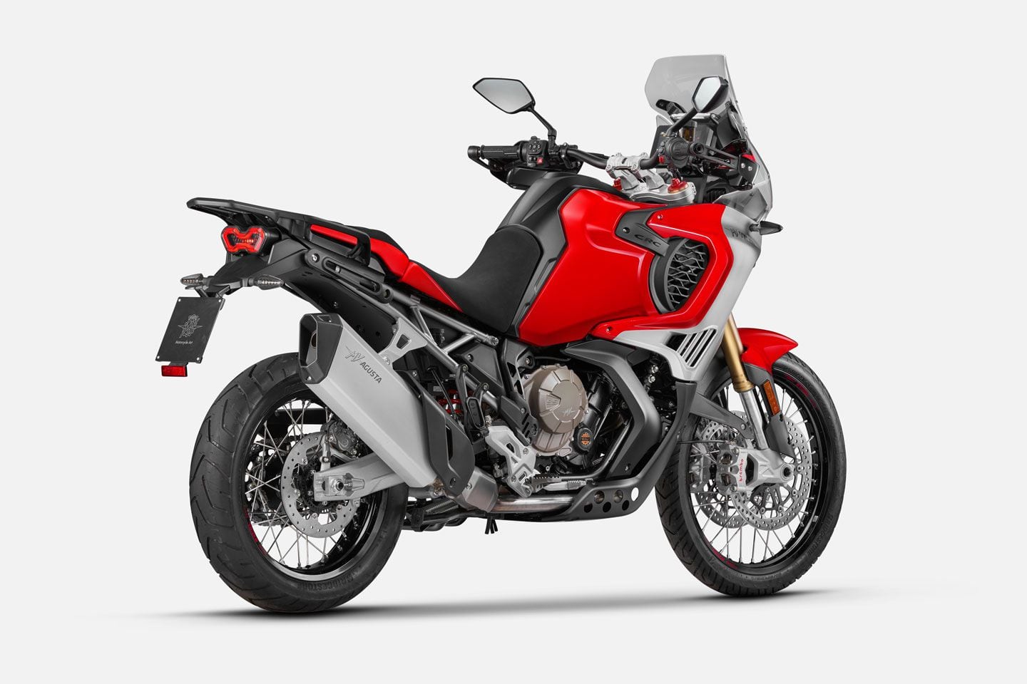 2024 MV Agusta Enduro Veloce three-quarter rear view.