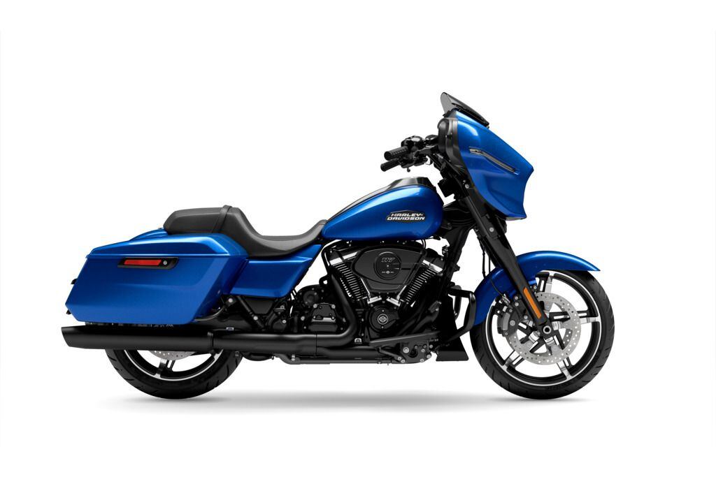 2024 Harley-Davidson Street Glide in Blue Burst with blacked-out trim.
