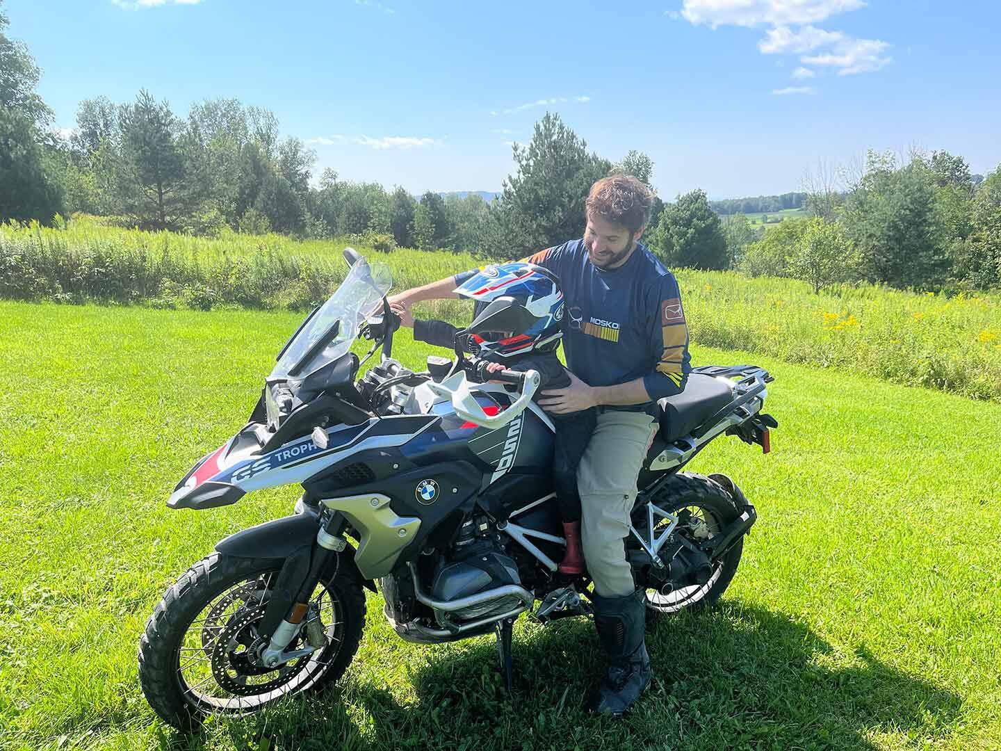 The author and his son aboard the 2023 BMW R 1250 GS.