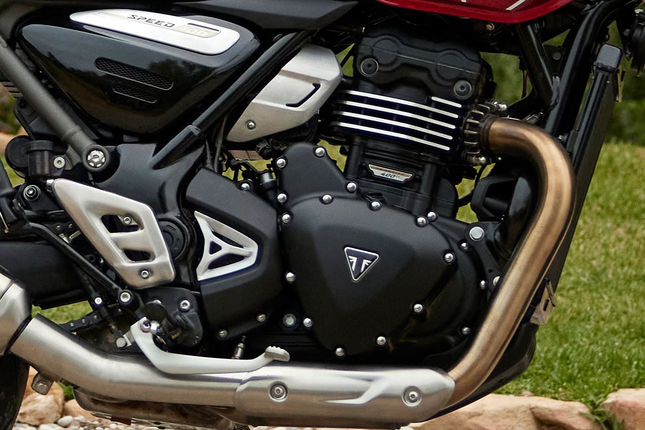 Triumphs 398cc TR single-cylinder engine that powers the Speed 400.