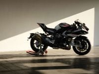 2022 bimota tesi h2 parked on city street