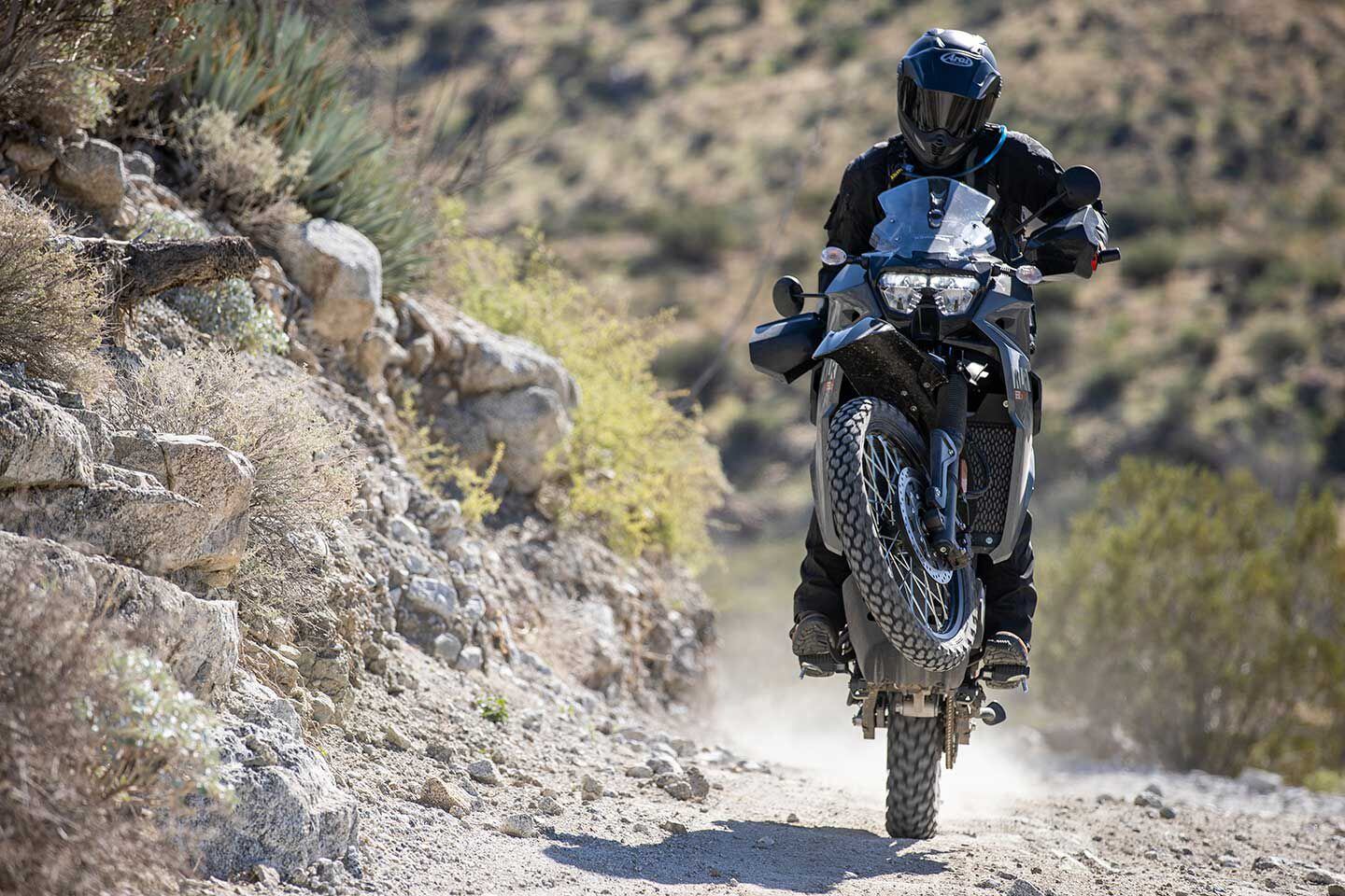With plenty of low-end torque, lifting the front wheel up and over obstacles is easy.