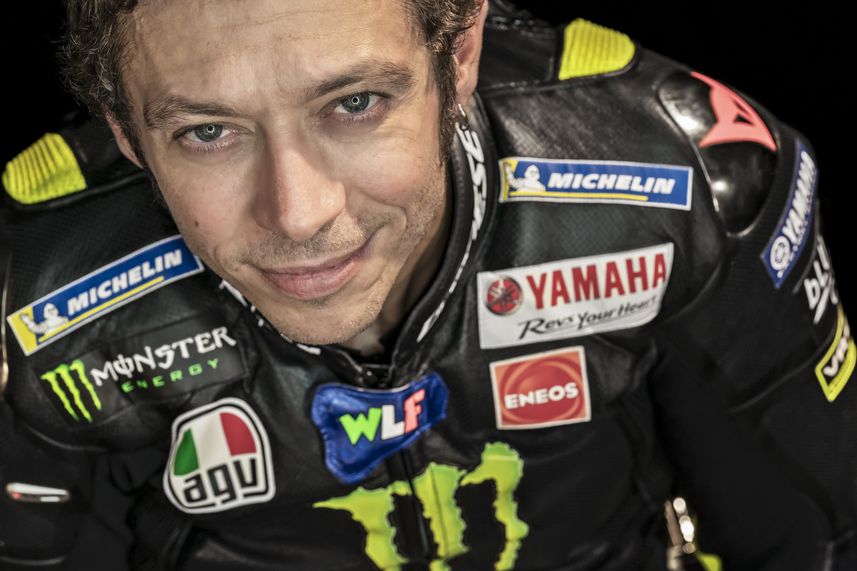 MotoGP Racer Valentino Rossi profile shot.