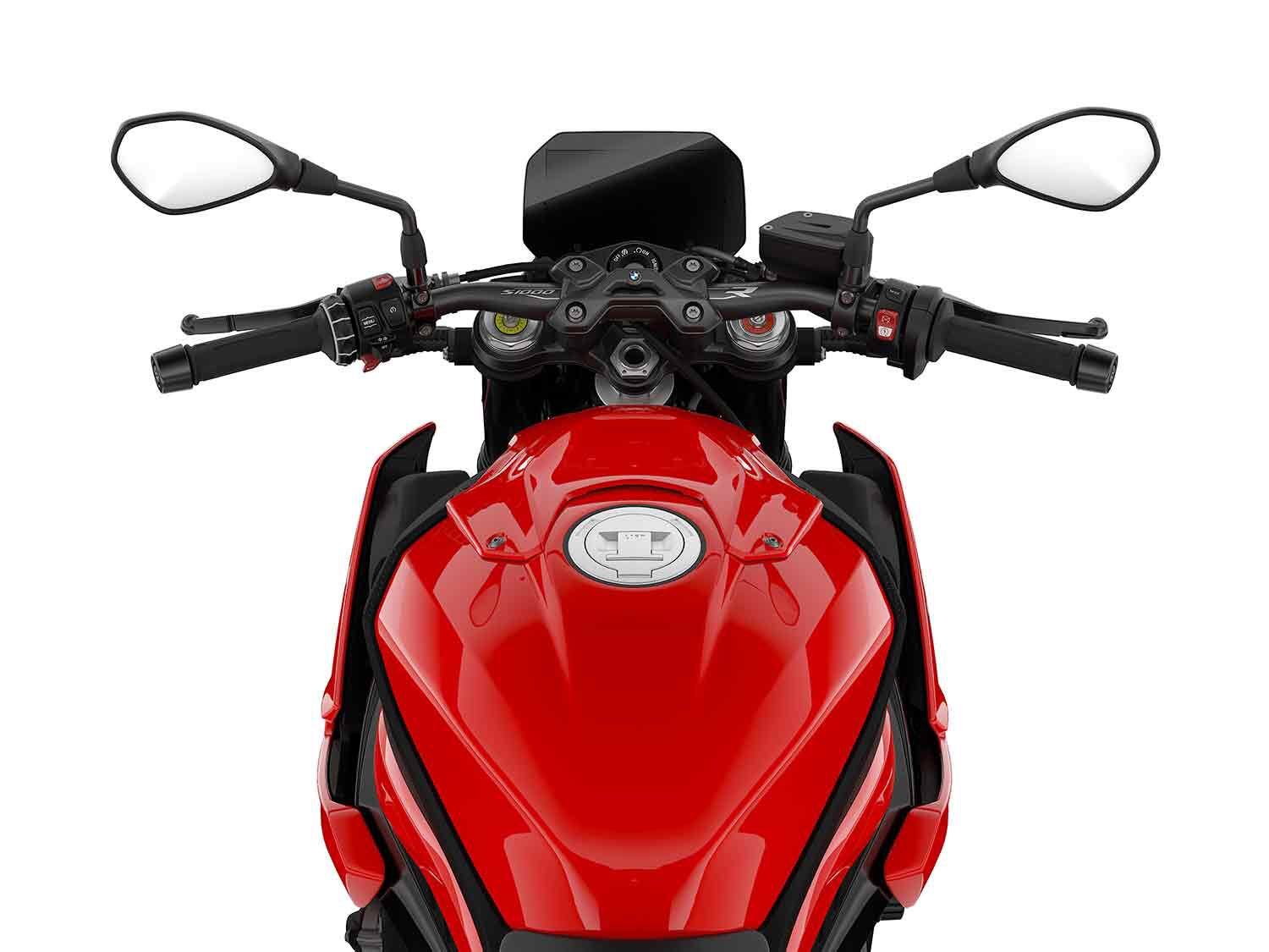 The 6.5-inch TFT display is lifted right off the RR model. You can access riding modes like ABS Pro and traction control from here.