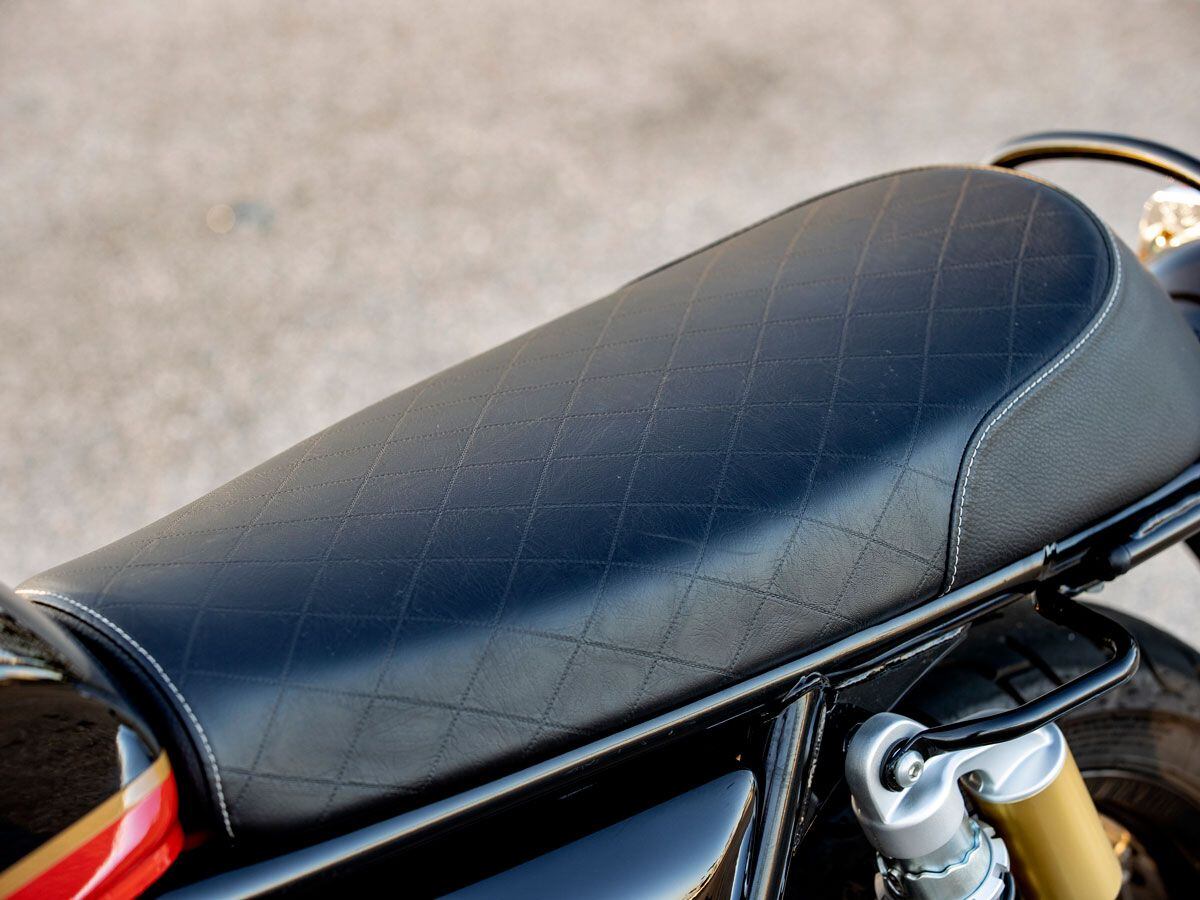 There’s plenty of room to move around the diamond-stitched seat.