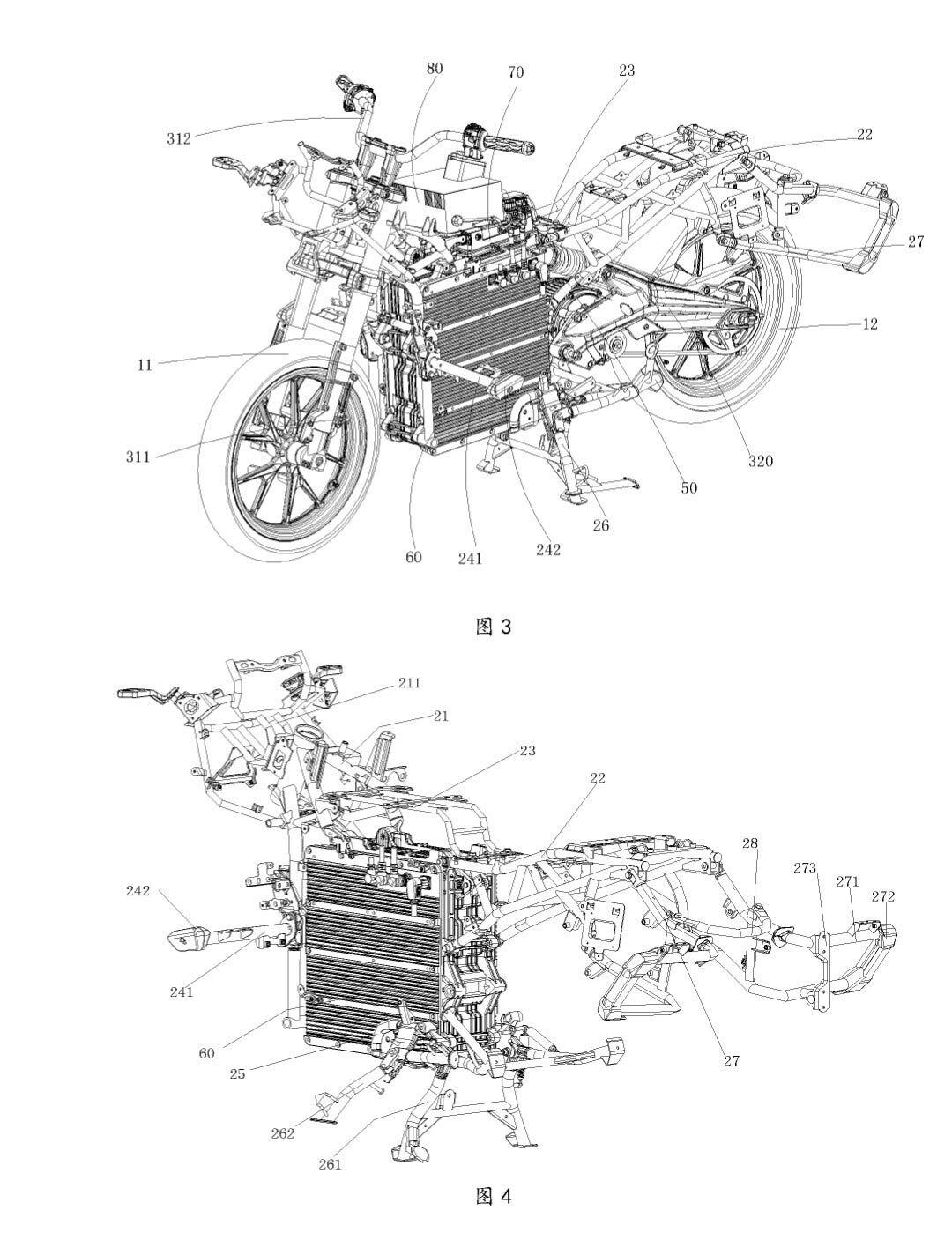 Without the fairings you can see the entire structure underneath and how the motor, battery, and subframes integrate to make the 300GT-E.