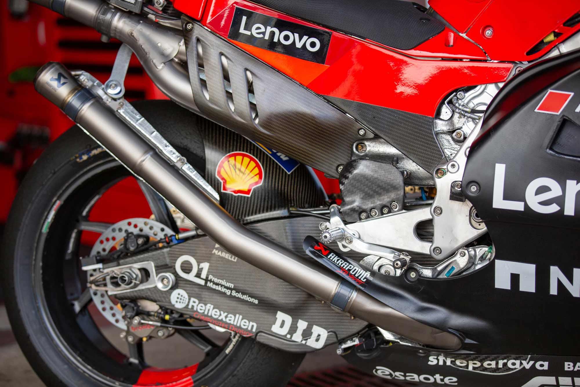The Ducati’s get a long upswept exhaust system along with new bodywork.