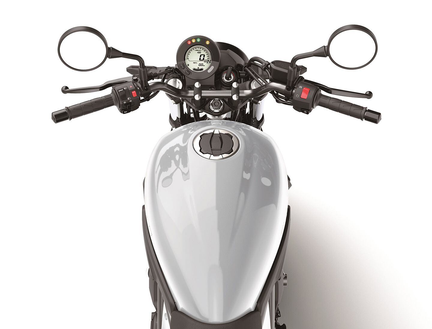 The 2024 Kawasaki Eliminator features a fully digital LCD instrument panel.
