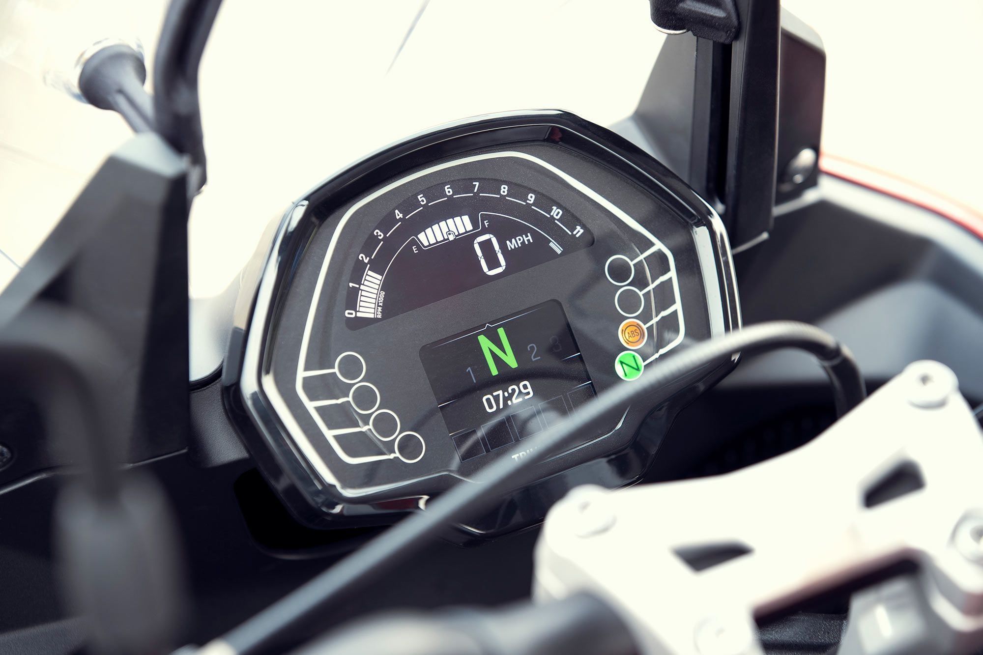 The Tiger gets a simplistic TFT display to show important riding information.