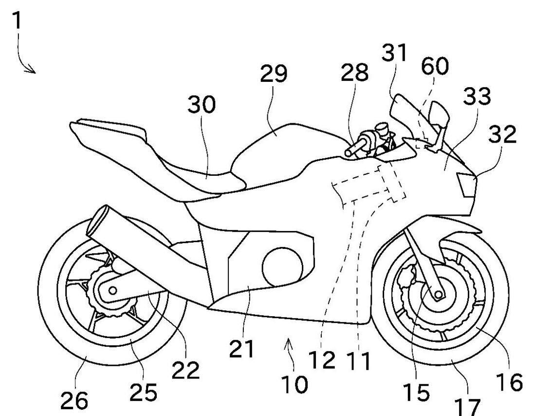 Kawasaki’s new patents show a nose-mounted camera with components from the latest-generation Ninja H2 SX.