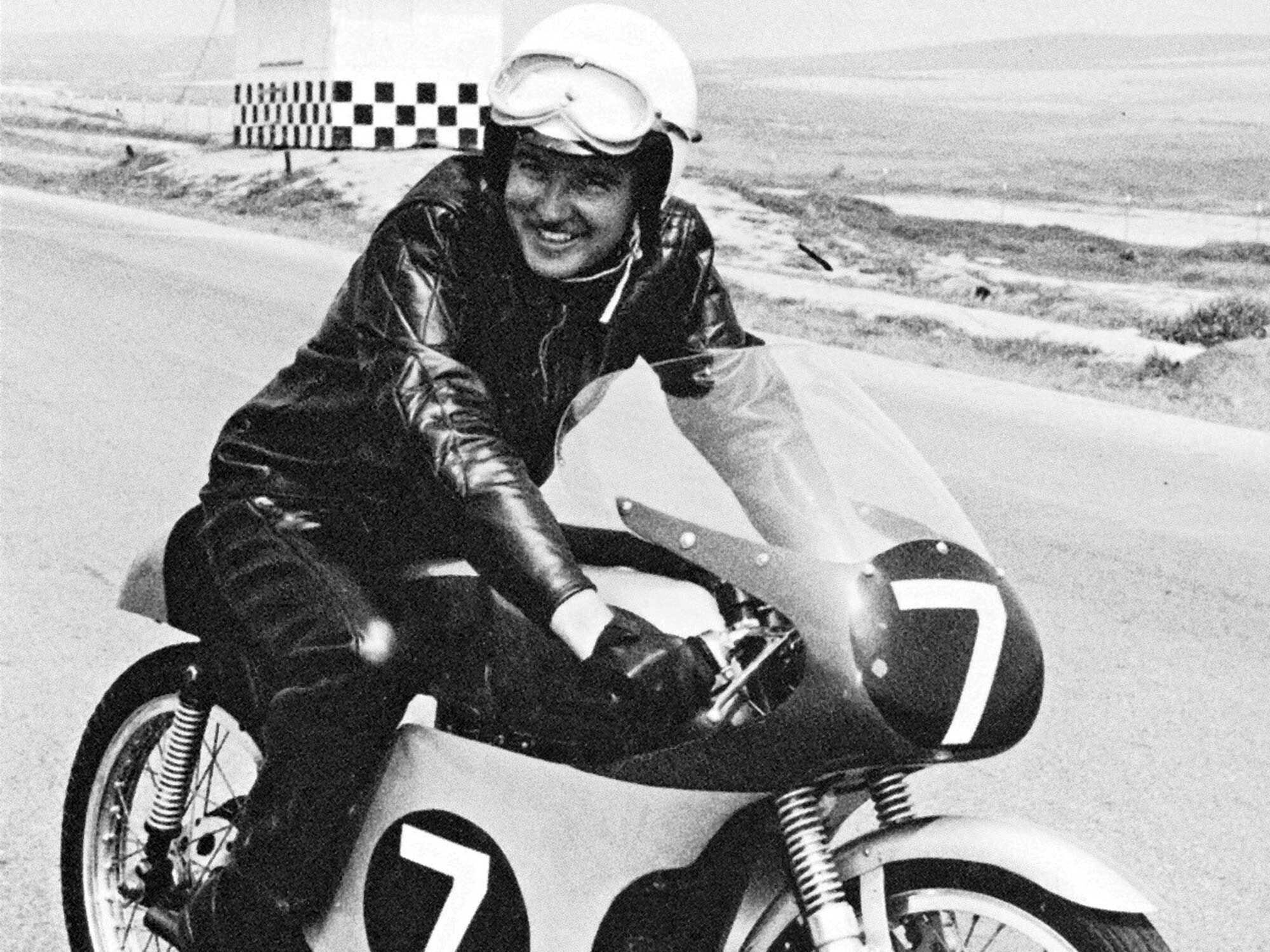 Parkhurst in a nutshell: smiling and riding a motorcycle. “I often marveled at the incredible life I was leading as it unfolded. Here we were at one of the greatest tracks in the world, and it belonged to us for the day. We could ride endless hours, as fast as we were able. Silly to say, it was fun…pure fun of the kind few experience. And we got paid to do it! Did I ever feel guilty for such an abuse of privilege? Naaah.”