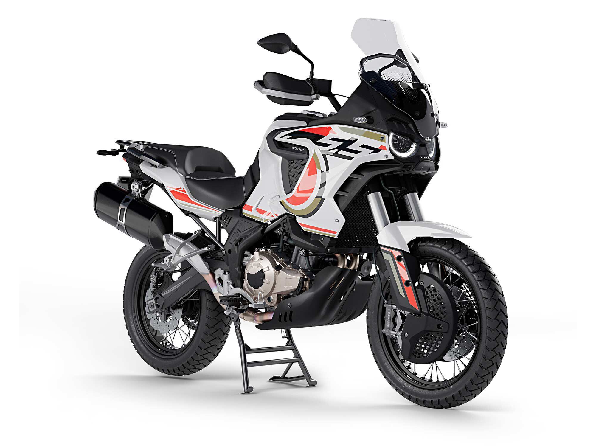 MV Agusta’s future? This smaller version of the Lucky Explorer uses a 550 parallel twin produced by China’s Qianjiang Group.
