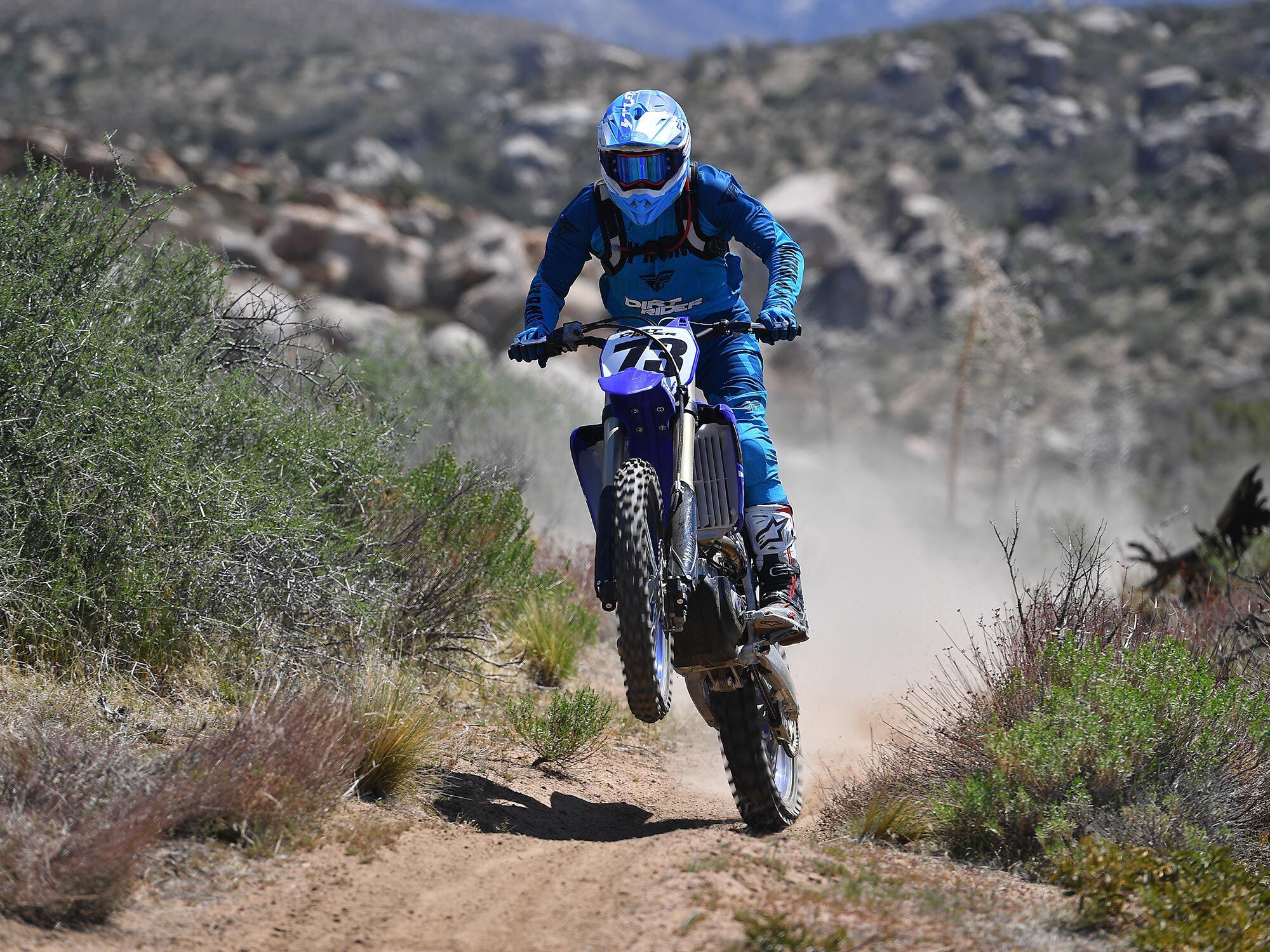 The lower pocketed seat is not well suited for taller riders but Yamaha offers a tall seat that is 0.75 inch taller than stock. Being that it’s an off-road bike, we wish the YZ450FX came with hand guards, but that is a relatively inexpensive item that can be easily sourced.