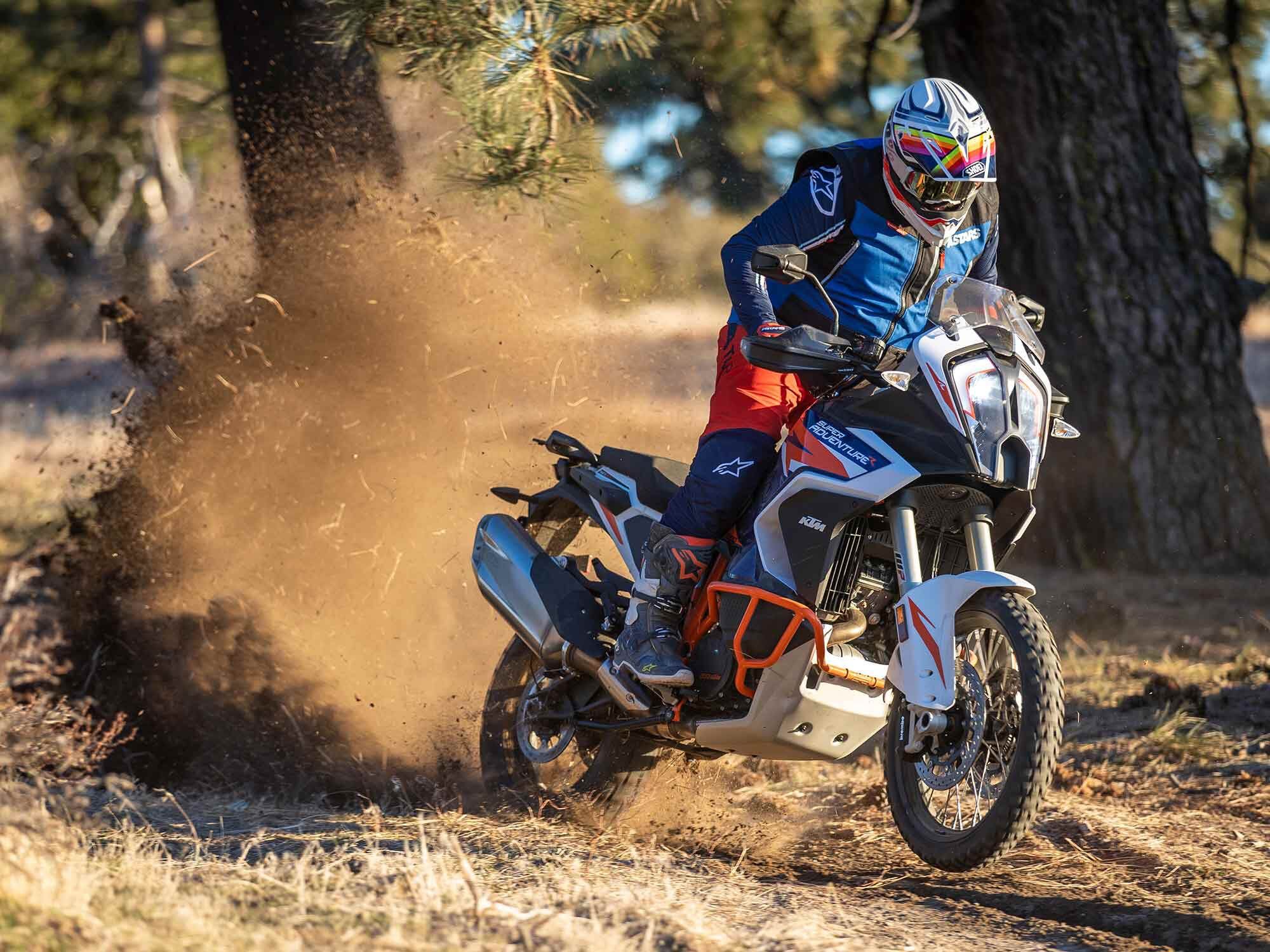 Everything about the 2022 KTM 1290 Super Adventure R is big, including the roost it leaves in its wake.