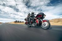 2023 Harley Davidson CVO Road Glide Limited Anniversary riding on desert highway